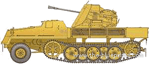 Tank Schwere Wehrmachtschlepper sWS + 3.7cm FlaK43 - drawings, dimensions, figures