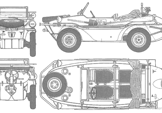 Танк Schwimmwagen Type 166 - чертежи, габариты, рисунки