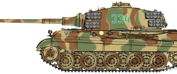 Танк Sd.Kfz.182 Pz.Kpfw.VI King Tiger (Henschel Turret) - чертежи, габариты, рисунки
