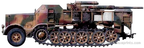 Tank Sd.Kfz.9 Famo 8.8cm FlaK - drawings, dimensions, figures