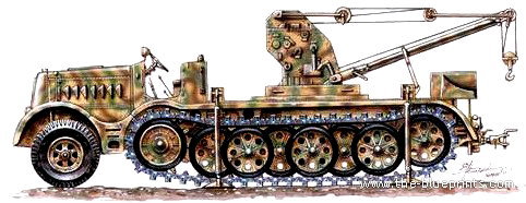 Tank Sd.Kfz.9 Famo Bilstein 6 ton - drawings, dimensions, figures