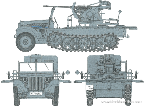 Танк Sd.Kfz. 10-4 2cm Flak30 (1939) - чертежи, габариты, рисунки