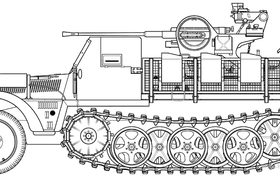 Tank Sd.Kfz. 10-4 Demag - drawings, dimensions, figures