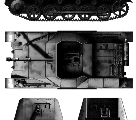 Танк Sd.Kfz. 101 Panzerjager I Ausf.B II - чертежи, габариты, рисунки