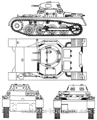 Танк Sd.Kfz. 101 Pz.Kpfw.I Ausf.A - чертежи, габариты, рисунки