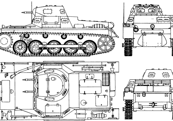 Танк Sd.Kfz. 101 PzKpfw I Ausf.B - чертежи, габариты, рисунки