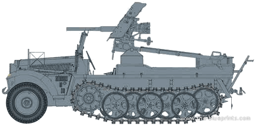Танк Sd.Kfz. 10 + 3.7cm PaK 35-36 - чертежи, габариты, рисунки