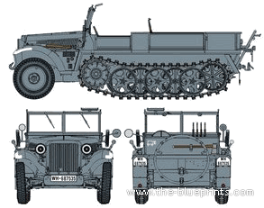Tank Sd.Kfz. 10 Ausf.A (1940) - drawings, dimensions, pictures