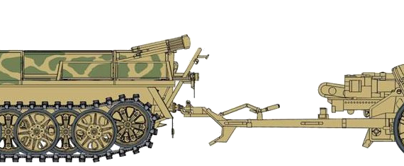 Танк Sd.Kfz. 10 Ausf.A + 5cm PaK38 - чертежи, габариты, рисунки