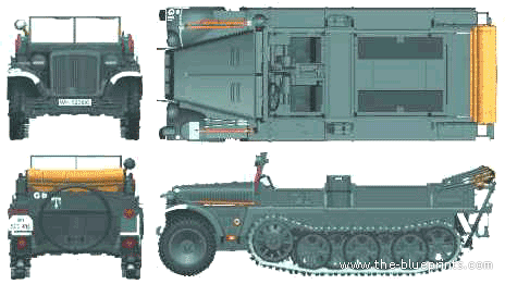 Tank Sd.Kfz. 10 Demag D7-2 - drawings, dimensions, figures