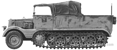 Tank Sd.Kfz. 11 3t Half Truck - drawings, dimensions, figures