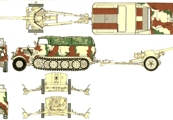 Tank Sd.Kfz. 11 + Pak 40 - drawings, dimensions, figures