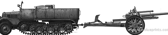 Tank Sd.Kfz. 11 + leFH18 - drawings, dimensions, figures