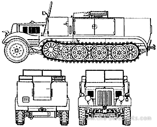 Танк Sd.Kfz .11 leighter Zugkraftwagen - чертежи, габариты, рисунки