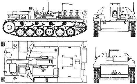 Танк Sd.Kfz. 121 Bison II Sturmpanzer - чертежи, габариты, рисунки
