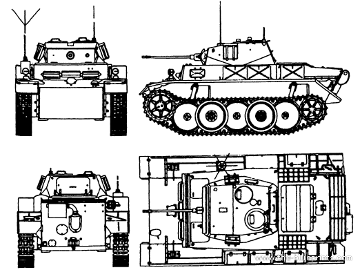 Танк Sd.Kfz. 121 Luchs PzKpfw II Ausf.L - чертежи, габариты, рисунки