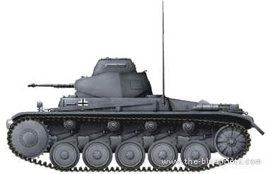 Tank Sd.Kfz. 121 Pz.Kpfw.II Ausf.B + Beobachtungsturm - drawings, dimensions, figures