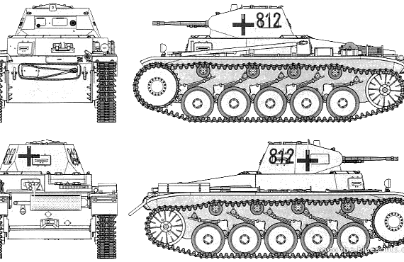 Танк Sd.Kfz. 121 Pz.Kpfw.II Ausf.C (1939) - чертежи, габариты, рисунки