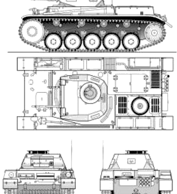 Танк Sd.Kfz. 121 Pz..Kpfw.II Ausf.F - чертежи, габариты, рисунки
