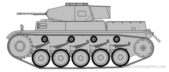 Танк Sd.Kfz. 121 Pz.Kpfw.II Ausf.F - чертежи, габариты, рисунки
