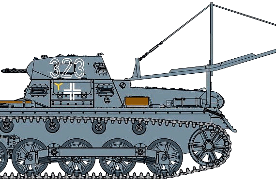 Танк Sd.Kfz. 121 Pz.Kpfw.I Ausf.B - чертежи, габариты, рисунки