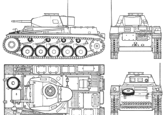 Танк Sd.Kfz. 121 Pz.kfpw.II - чертежи, габариты, рисунки