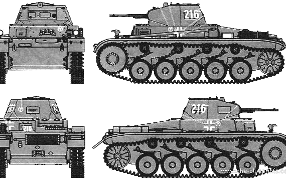 Танк Sd.Kfz. 121 Pz.kpfw.II Ausf.A-C - чертежи, габариты, рисунки