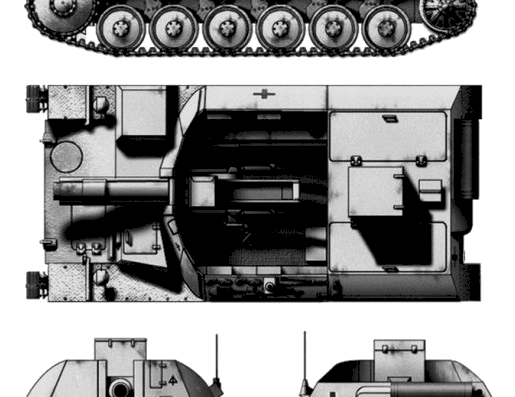 Танк Sd.Kfz. 121 Sturmpanzer II Bison - чертежи, габариты, рисунки