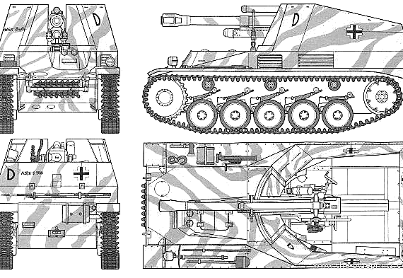 Tank Sd.Kfz. 124 Wespe - drawings, dimensions, figures