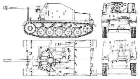 Tank Sd.Kfz. 131 Marder II Ausf.B - drawings, dimensions, figures
