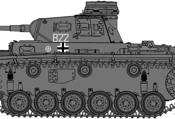 Танк Sd.Kfz. 131 Pz.Kpfw.III Ausf.E - чертежи, габариты, рисунки