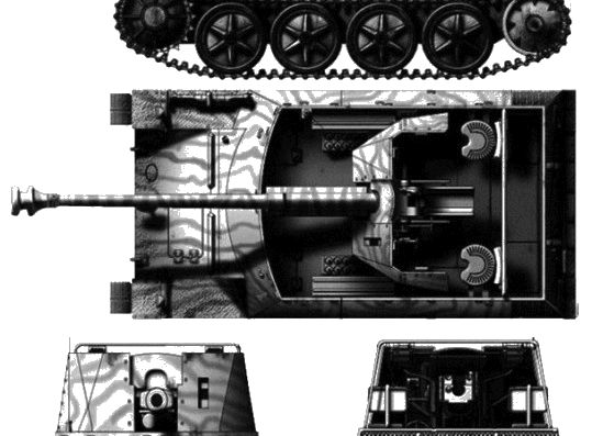 Танк Sd.Kfz. 132 Marder II Ausf.D - чертежи, габариты, рисунки
