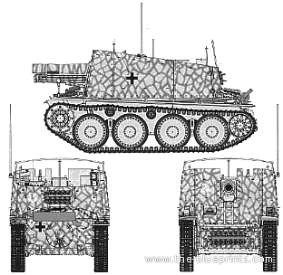 Tank Sd.Kfz. 138-1 Geschutzwagen 38H fur s. IG.33-1 - drawings, dimensions, figures