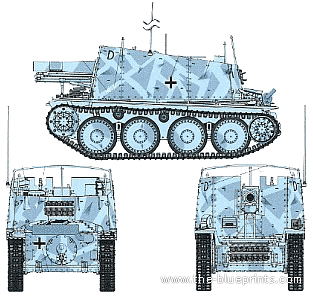 Танк Sd.Kfz. 138-1 Geschutzwagen 38 H fur s.IG.33-1 - чертежи, габариты, рисунки