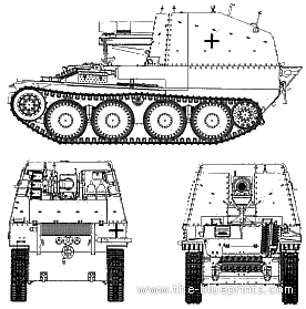 Tank Sd.Kfz. 138-1 Geschutzwagen 38 M fur s. IG.33-2 - drawings, dimensions, figures