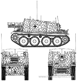 Танк Sd.Kfz. 138-1 Grile Geschutzwagen 38(H) fur s.IG.331 - чертежи, габариты, рисунки