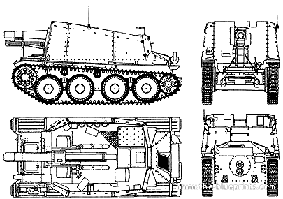 Танк Sd.Kfz. 138-1 Grile Geschutzwagen 38 H fur s.IG.331 - чертежи, габариты, рисунки