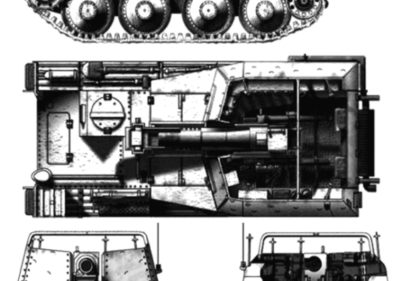 Танк Sd.Kfz. 138-1 Sturmpanzer 38(t) Grille Ausf.M - чертежи, габариты, рисунки