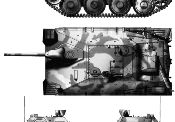 Танк Sd.Kfz. 138-2 Jagdpanzer 38 (t) Hetzer Starr - чертежи, габариты, рисунки