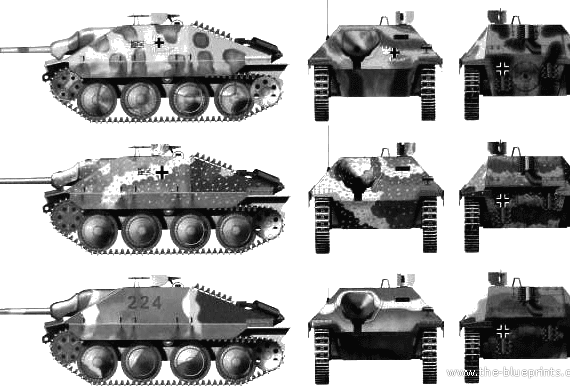 Танк Sd.Kfz. 138 Jagdpanzer 38(t) Hetzer - чертежи, габариты, рисунки