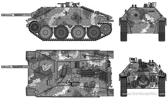 Танк Sd.Kfz. 138 Jagdpanzer 38(t) Hetzer Mittlere Production - чертежи, габариты, рисунки