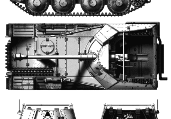 Танк Sd.Kfz. 138 Marder III Ausf M - чертежи, габариты, рисунки