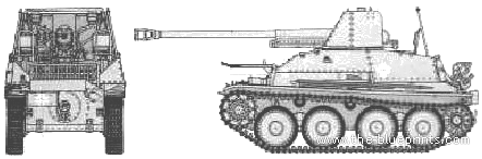 Tank Sd.Kfz. 138 Marder III Panzerjager 38 7.5cm - drawings, dimensions, figures