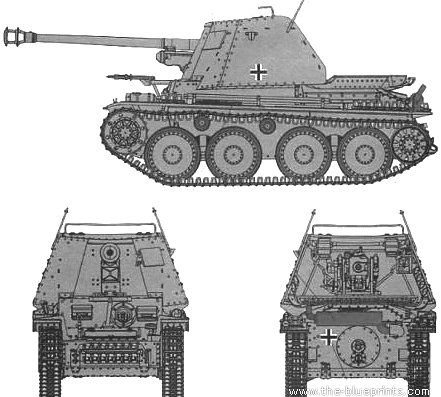 Tank Sd.Kfz. 138 Panzerjager 38 Marder III H Fgst. 38t Ausf.E - drawings, dimensions, figures