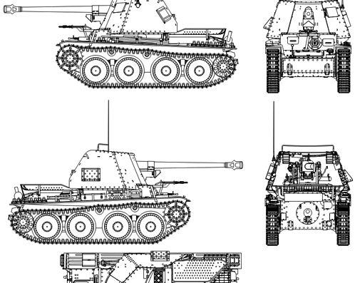 Танк Sd.Kfz. 139 Pz.Kpfw 38(t) Ausf. S - чертежи, габариты, рисунки