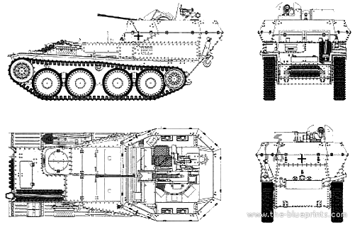 Танк Sd.Kfz. 140 Flakpanzer 38 (t) - чертежи, габариты, рисунки