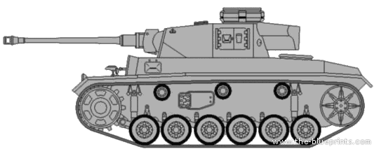 Tank Sd.Kfz. 141-1 Pz.Kpfw.III Ausf. L Pak58 - drawings, dimensions, figures