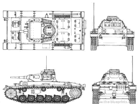 Tank Sd.Kfz. 141-1 PzKpfw III Ausf.J - drawings, dimensions, figures