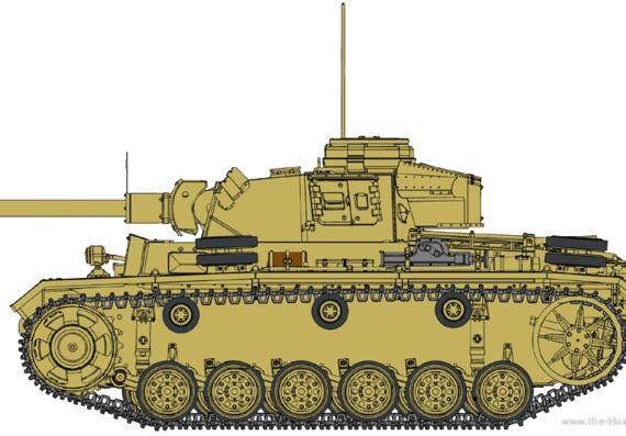 Танк Sd.Kfz. 141-3 Pz.Kpfw.III Ausf.F1 - чертежи, габариты, рисунки