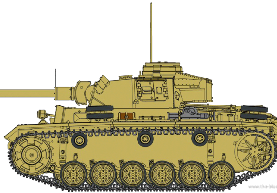Танк Sd.Kfz. 141-3 Pz.Kpfw.III Ausf. F1 - чертежи, габариты, рисунки